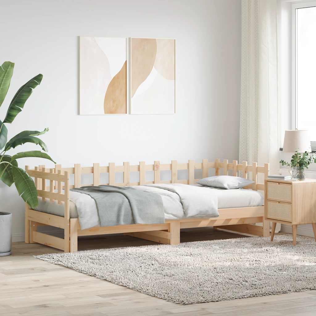 Slaapbank uitschuifbaar massief grenenhout 2x(90x200) cm is nu te koop bij PeponiXL, paradijselijk wonen!