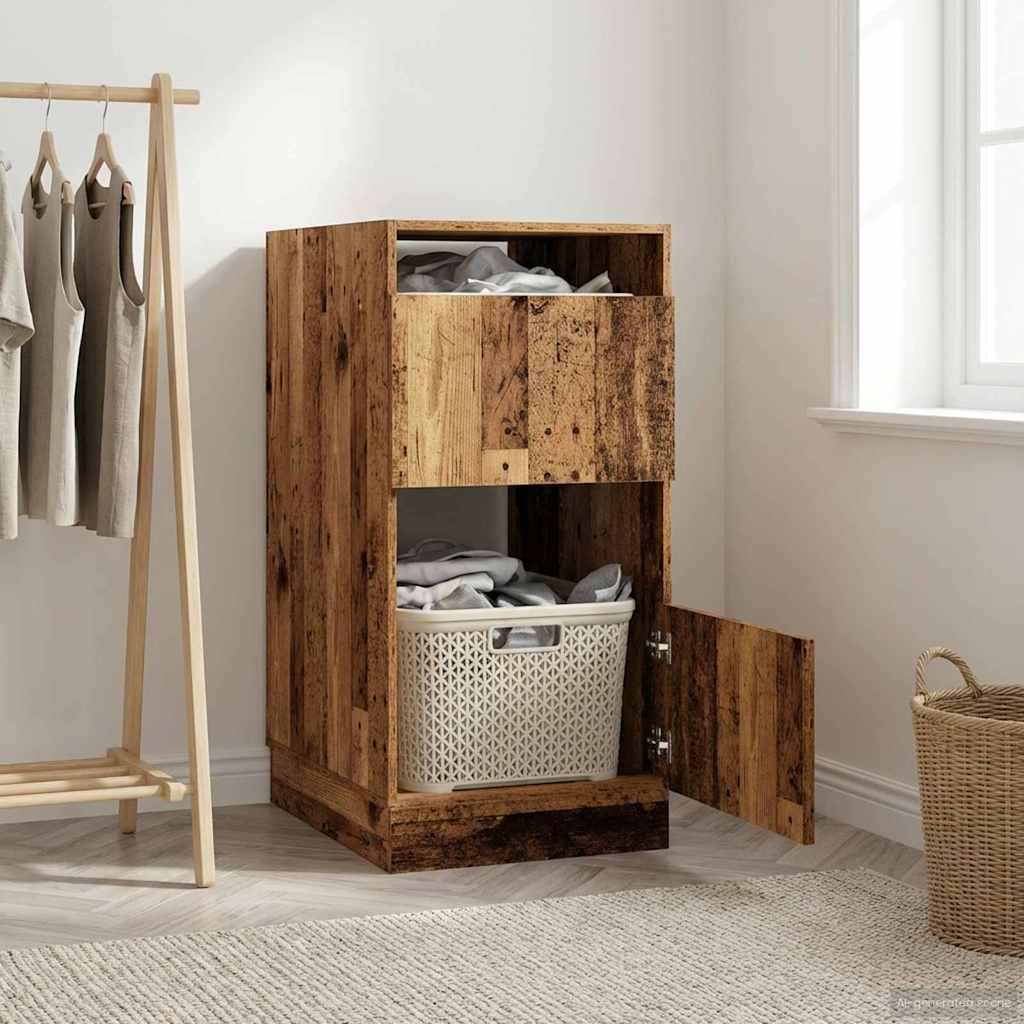 Wasmeubel met opslag Oudhout 50 x 68 x 102 cm Bewerkt hout is nu te koop bij PeponiXL, paradijselijk wonen!