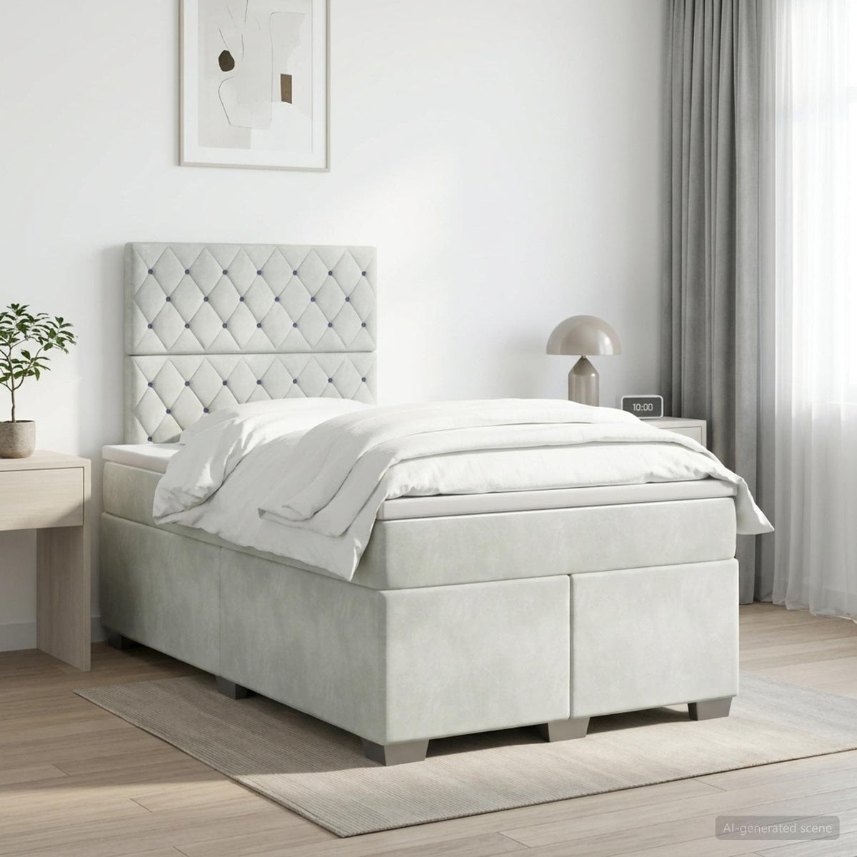 Boxspringbed met matras Lichtgrijs 120 x 200 cm Fluweel is nu te koop bij PeponiXL, paradijselijk wonen!