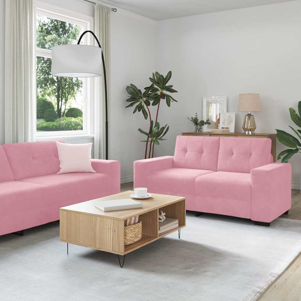 | Bankstel | 2 pcs Roze 221 x 78 x 80 cm Fluweel is nu te koop bij PeponiXL, paradijselijk wonen!