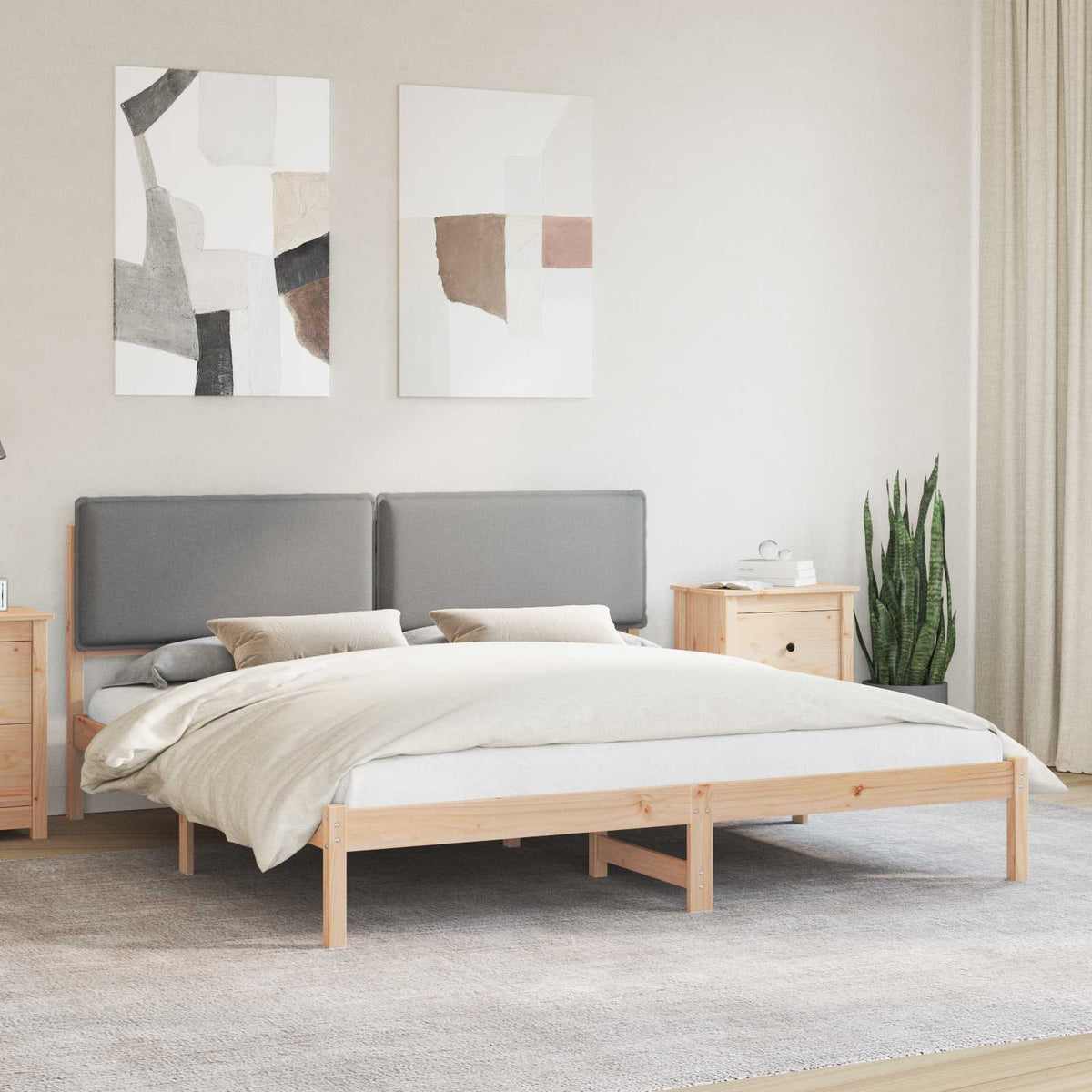 Bedframe met Gevoerd Hoofdgedeelte Lichtgrijs 200 x 200 cm is nu te koop bij PeponiXL, paradijselijk wonen!