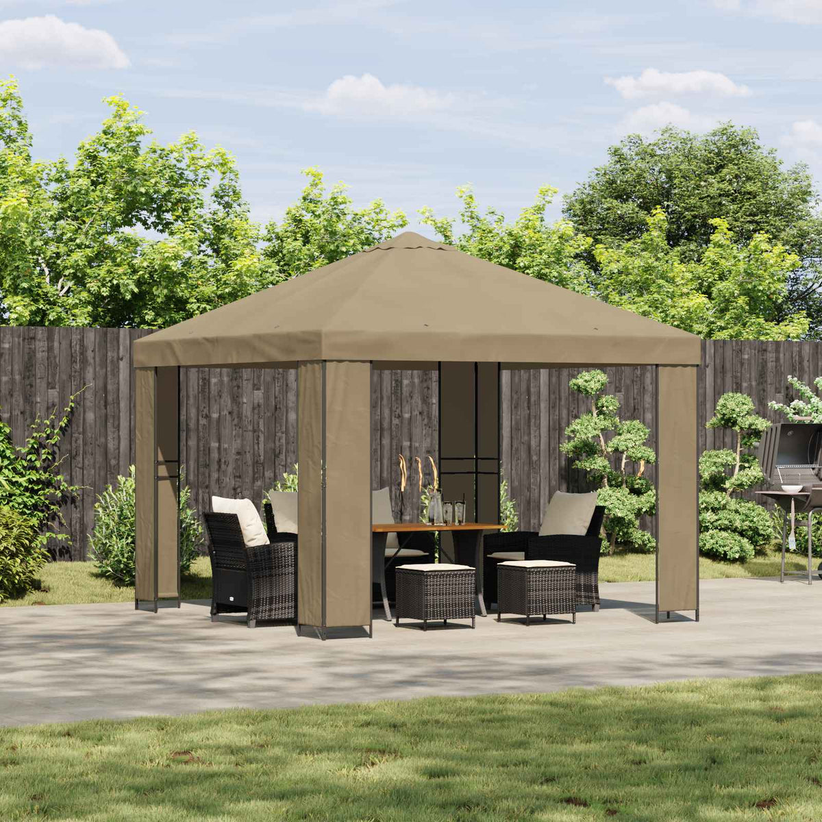 Prieel 3 x 3 m Beige Polyester en staal 190 is nu te koop bij PeponiXL, paradijselijk wonen!