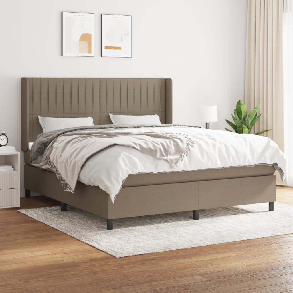 Boxspring met matras stof taupe 160x200 cm is nu te koop bij PeponiXL, paradijselijk wonen!