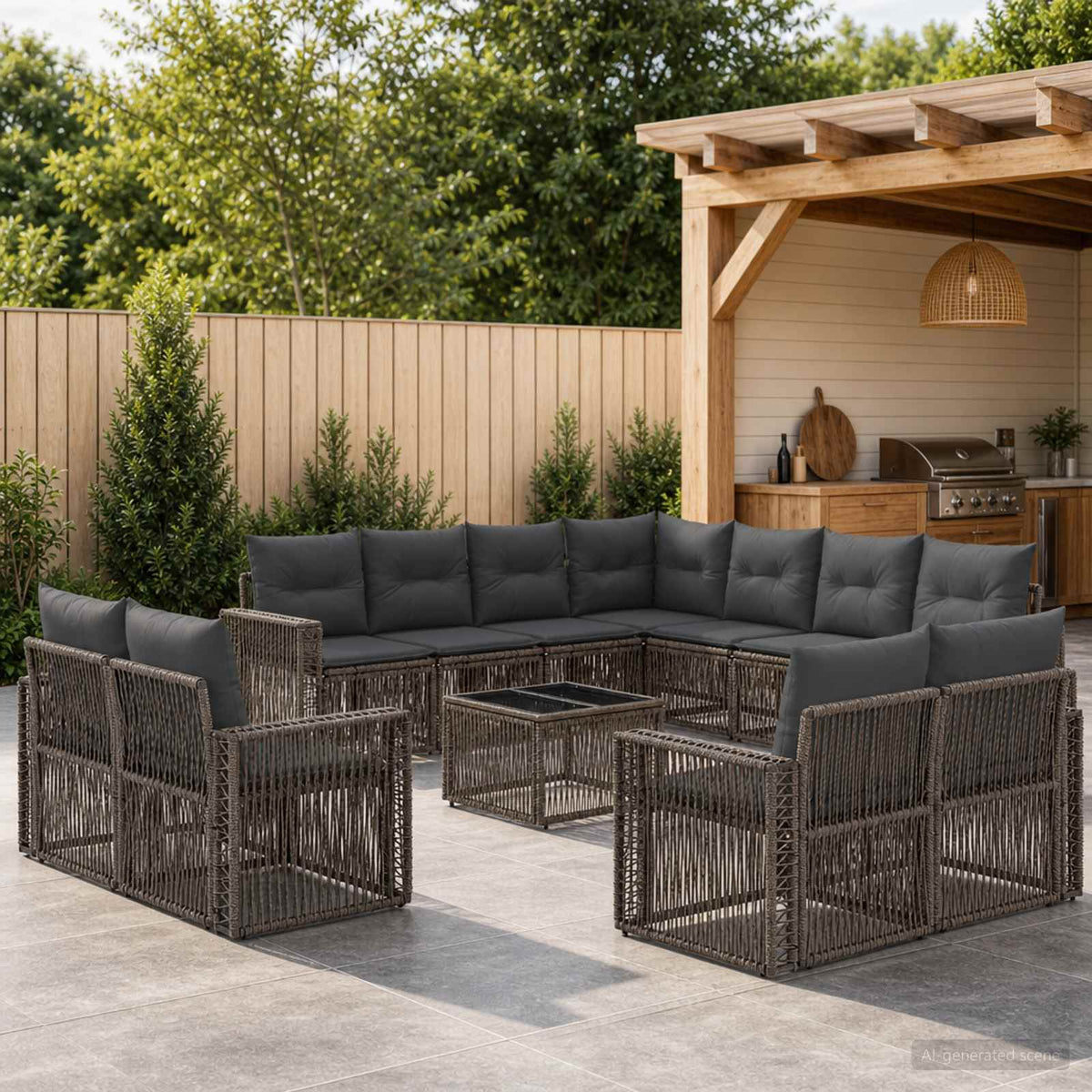 Tuinbankenset 12 pcs Grijs en Donkergrijs poly rattan is nu te koop bij PeponiXL, paradijselijk wonen!