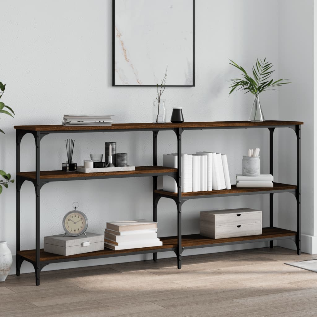 Wandtafel 160x29x75 cm bewerkt hout bruin eikenkleur is nu te koop bij PeponiXL, paradijselijk wonen!