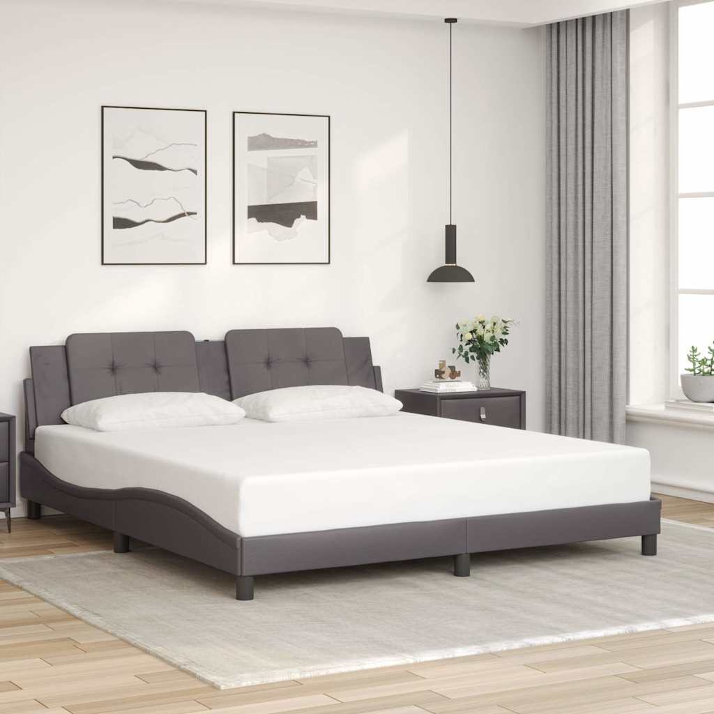 Bedframe zonder matras "Zadar" kunstleer grijs 180x200 cm is nu te koop bij PeponiXL, paradijselijk wonen!