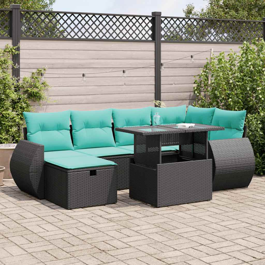 7-delige Loungeset met kussens poly rattan acacia grijs is nu te koop bij PeponiXL, paradijselijk wonen!