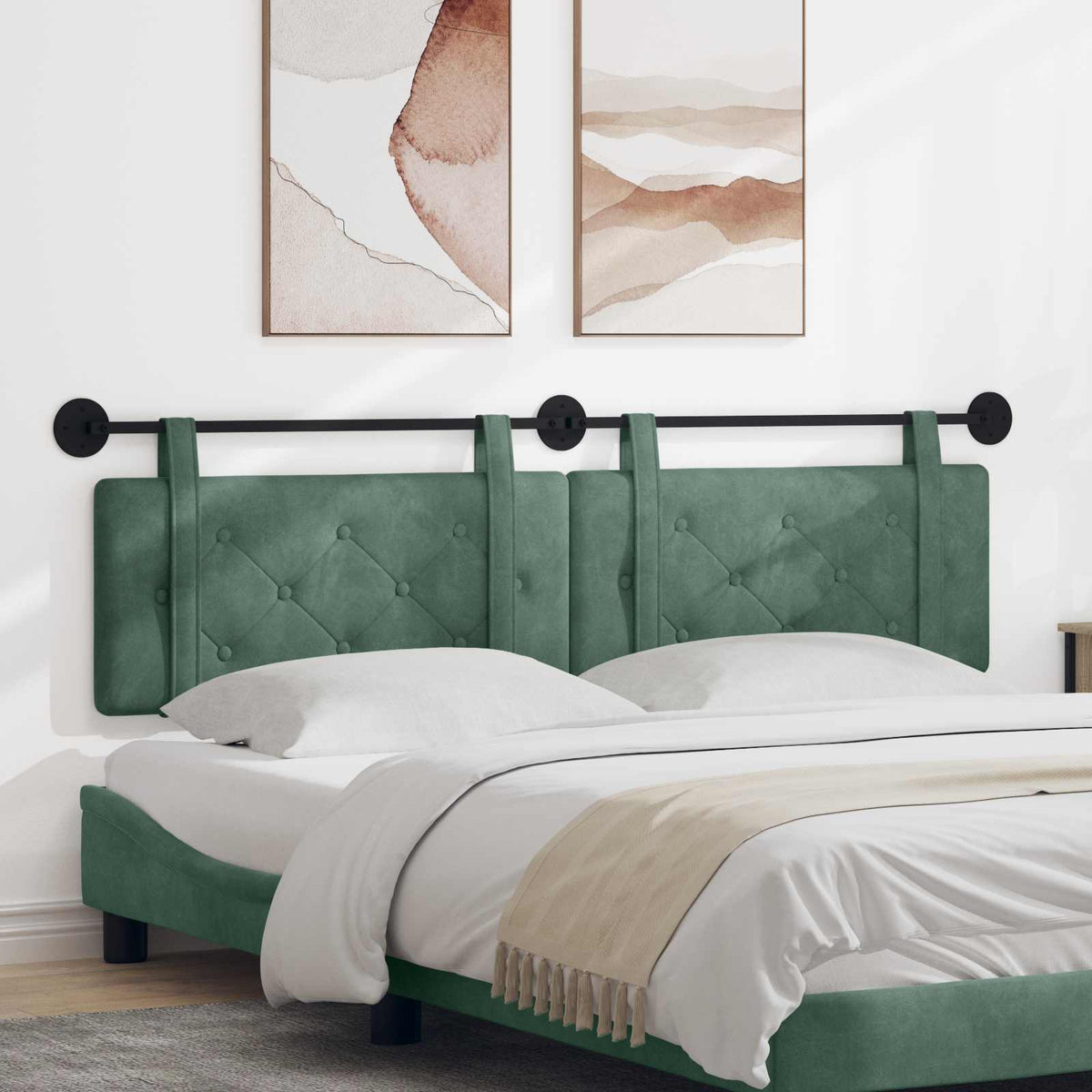 Hangend hoofdbord Zeegroen Fluweel is nu te koop bij PeponiXL, paradijselijk wonen!