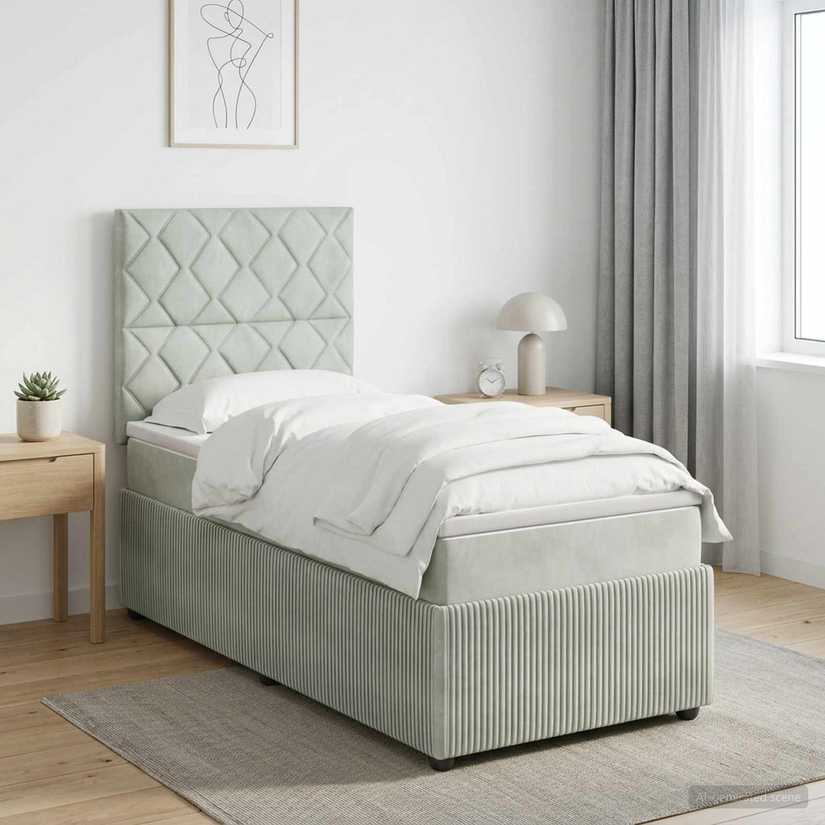 Boxspringbed met matras met hoofdeinde Lichtgrijs Enkel Fluweel is nu te koop bij PeponiXL, paradijselijk wonen!