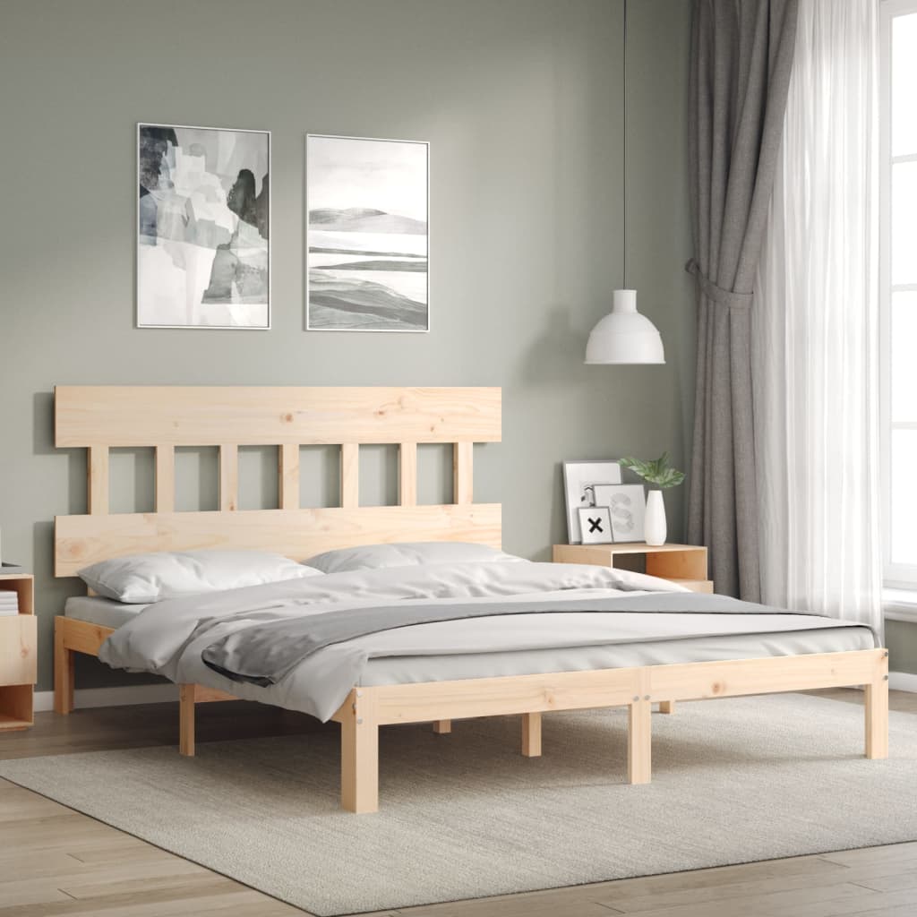 Bedframe met hoofdbord massief hout is nu te koop bij PeponiXL, paradijselijk wonen!