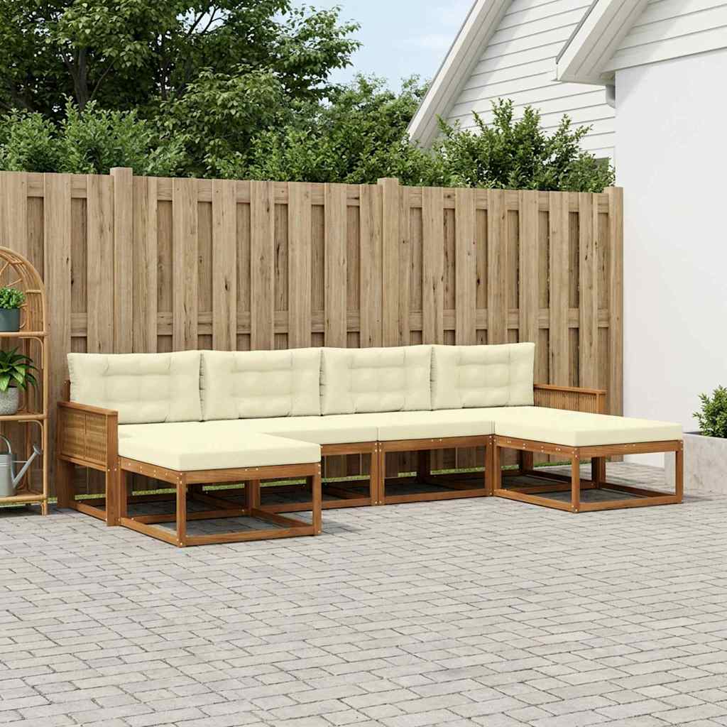 Buiten bankenset met kussen 6 pcs Natuurlijk en Crème is nu te koop bij PeponiXL, paradijselijk wonen!