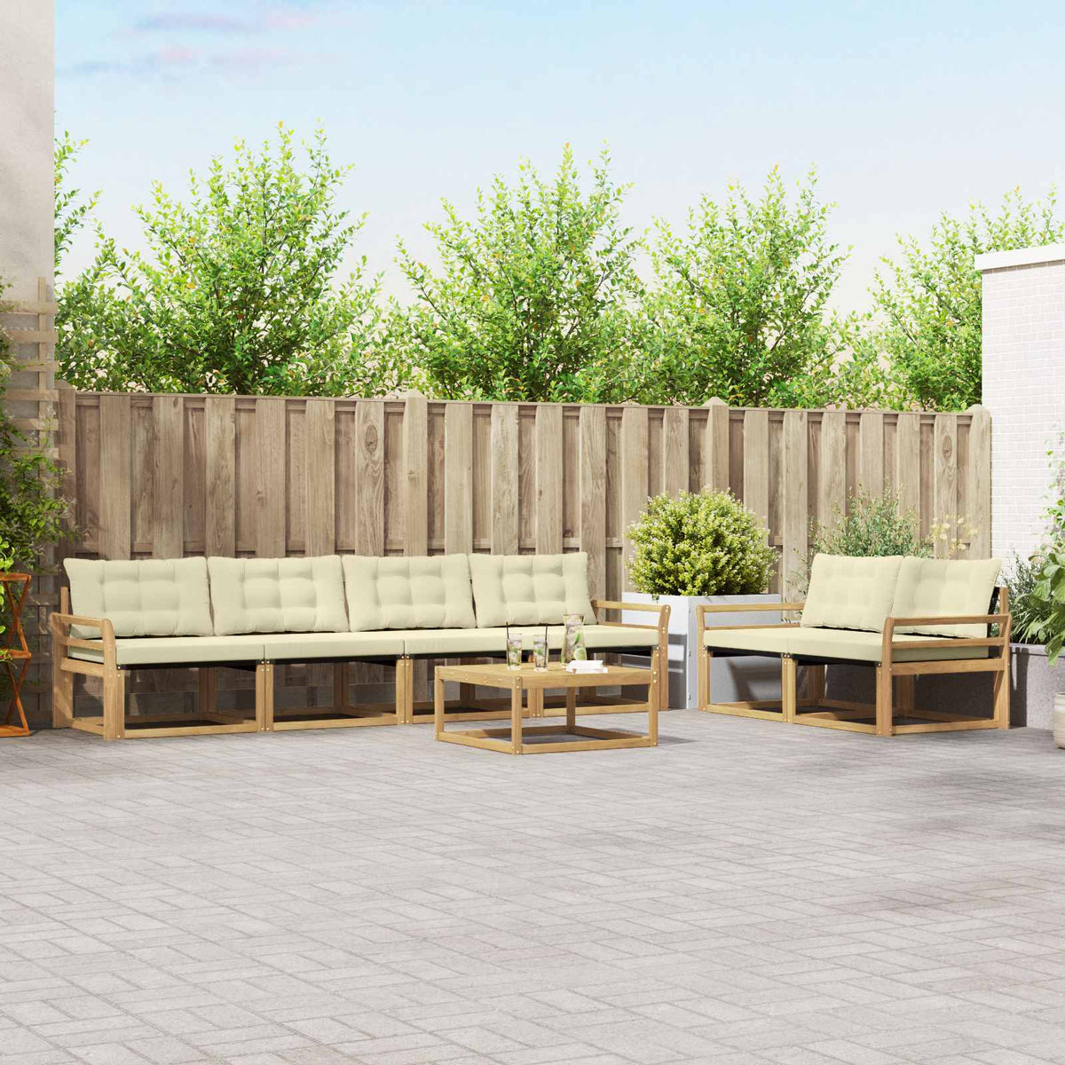 Buiten bankenset 7 pcs Wit en crèmekleurig 79 x 79 x 37 cm is nu te koop bij PeponiXL, paradijselijk wonen!
