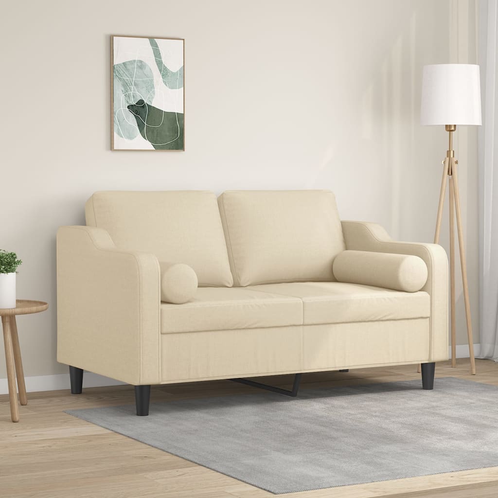 Tweezitsbank met sierkussens 120 cm stof crèmekleurig is nu te koop bij PeponiXL, paradijselijk wonen!