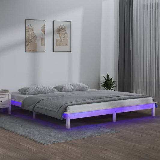 Bedframe LED massief hout wit 160x200 cm is nu te koop bij PeponiXL, paradijselijk wonen!