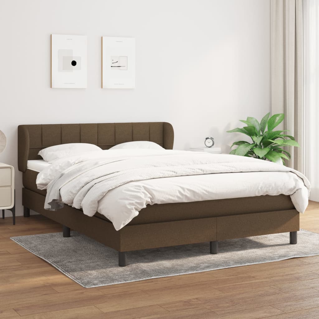 Boxspring met matras stof donkerbruin 140x190 cm is nu te koop bij PeponiXL, paradijselijk wonen!