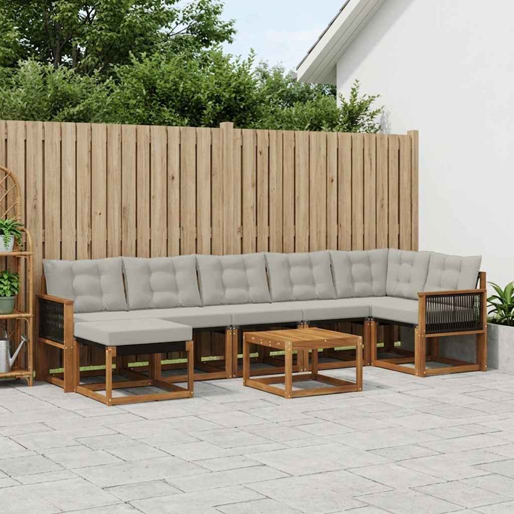 Buiten bankenset met kussen 8 pcs Naturel en lichtgrijs is nu te koop bij PeponiXL, paradijselijk wonen!