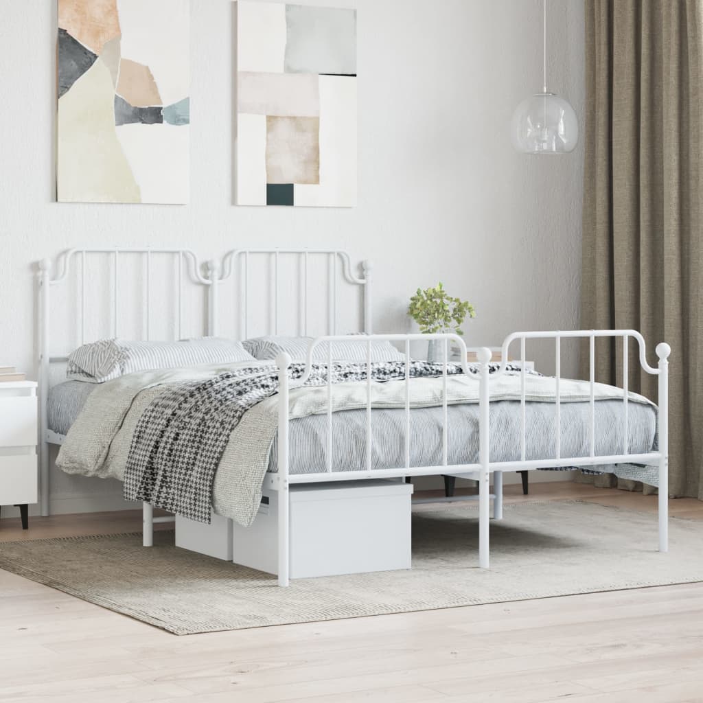 Bedframe met hoofd- en voeteneinde metaal wit 140x190 cm is nu te koop bij PeponiXL, paradijselijk wonen!