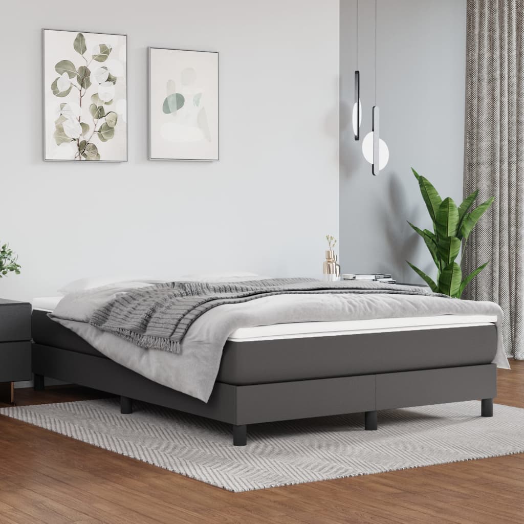 Pocketveringmatras medium 140x190x20 cm kunstleer grijs is nu te koop bij PeponiXL, paradijselijk wonen!