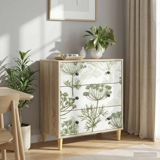 Ladekast GOTHA Groene boomprint 66 x 36,5 x 75 cm Bewerkt hout is nu te koop bij PeponiXL, paradijselijk wonen!