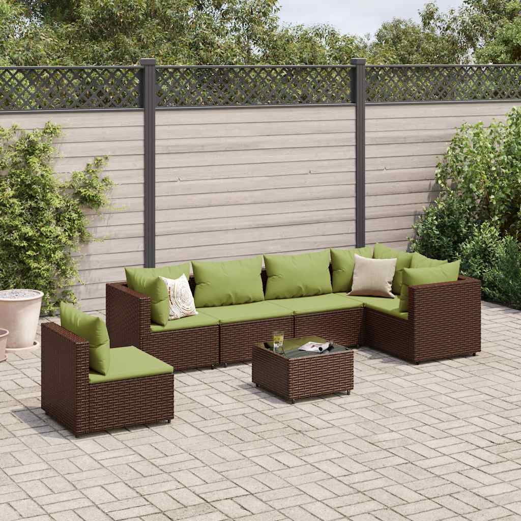 7-delige Loungeset met kussens poly rattan bruin is nu te koop bij PeponiXL, paradijselijk wonen!
