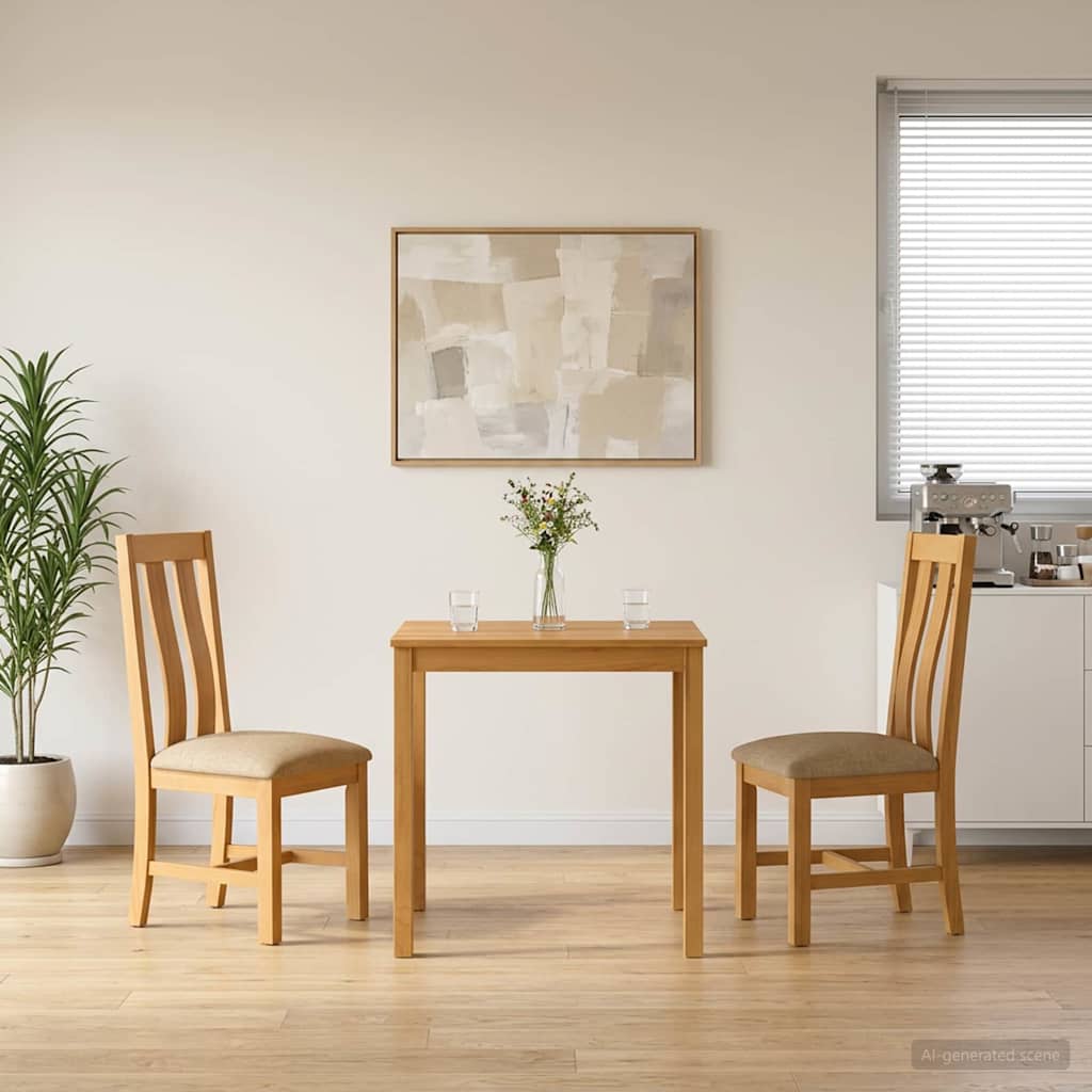 Eetkamerset 3 st Beige Massief Eikenhout is nu te koop bij PeponiXL, paradijselijk wonen!