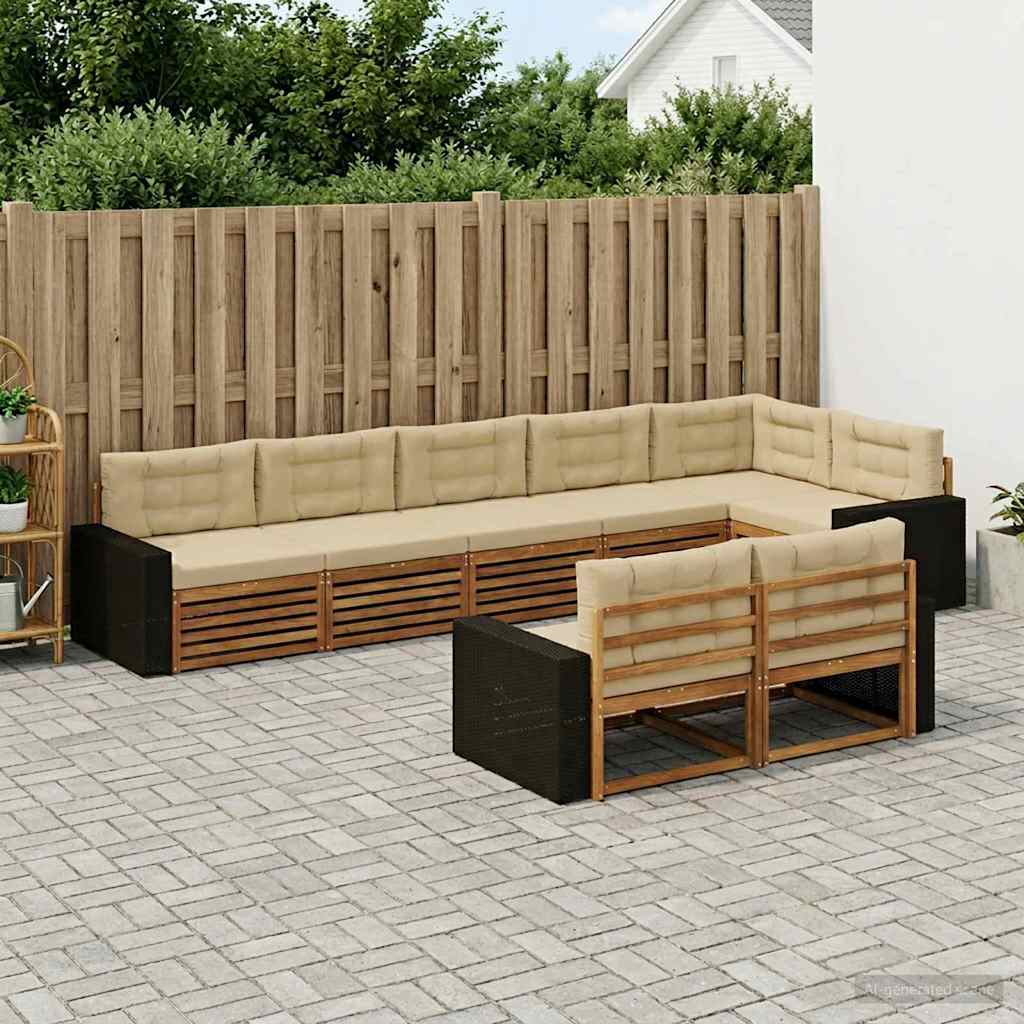 Buiten bankenset met kussen 8 pcs Natuurlijk en Beige is nu te koop bij PeponiXL, paradijselijk wonen!
