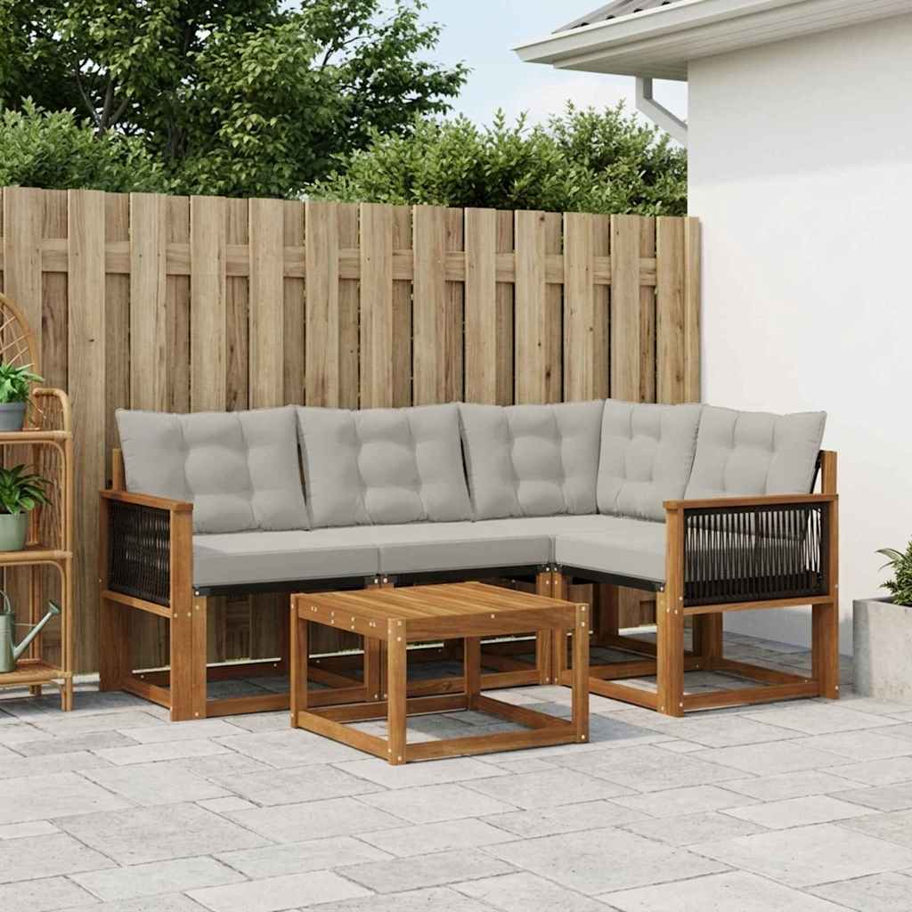 Buiten bankenset met kussen 5 pcs Naturel en lichtgrijs is nu te koop bij PeponiXL, paradijselijk wonen!