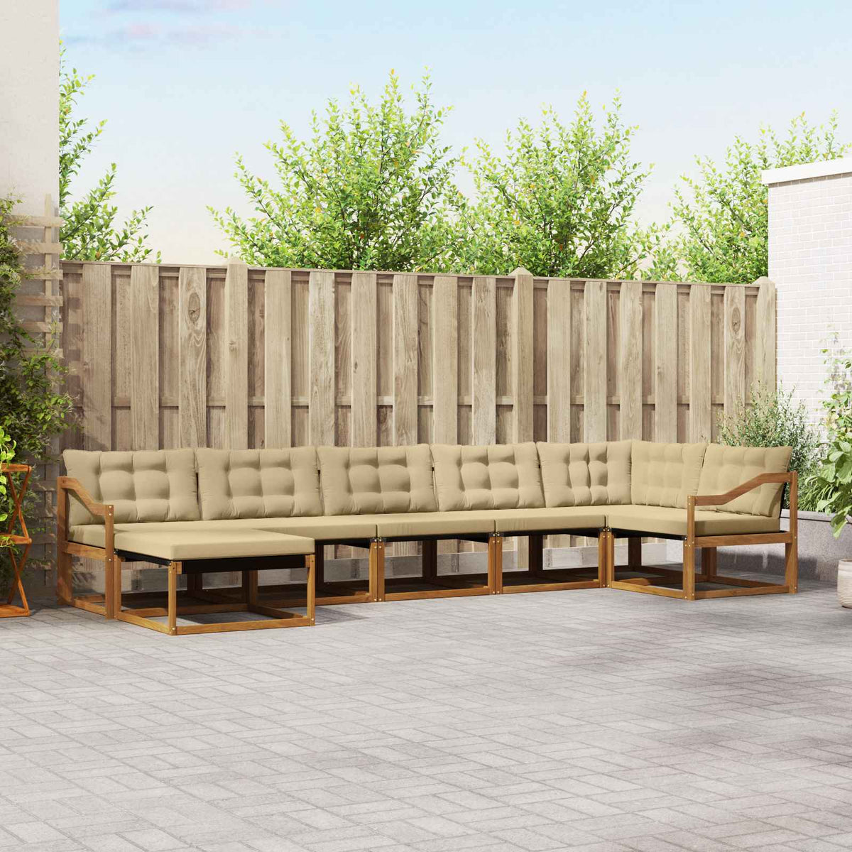 Buiten bankenset met kussen 7 pcs Natuurlijk en Beige is nu te koop bij PeponiXL, paradijselijk wonen!