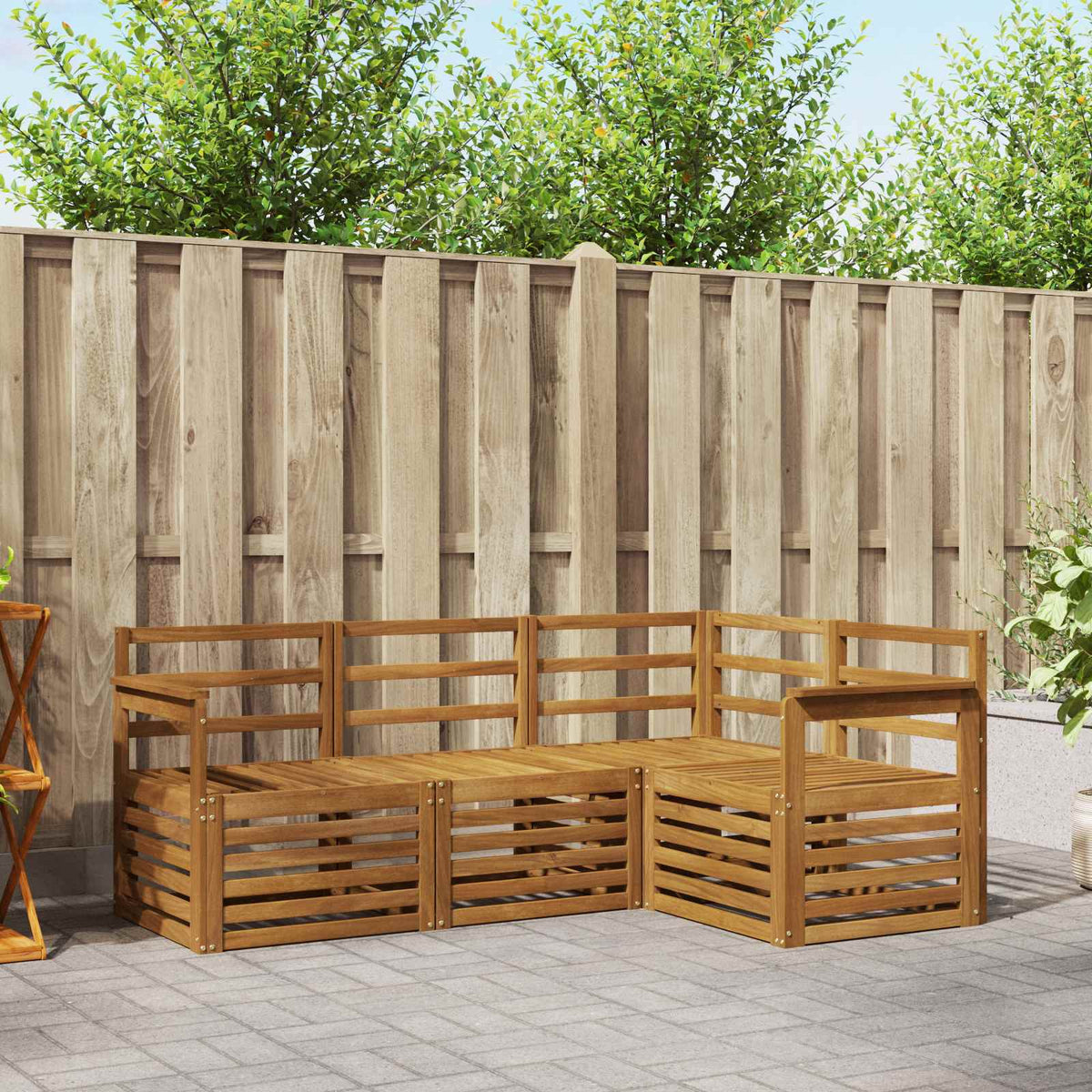 Sofa-Sets 4 pcs Naturel Massief Acaciahout is nu te koop bij PeponiXL, paradijselijk wonen!