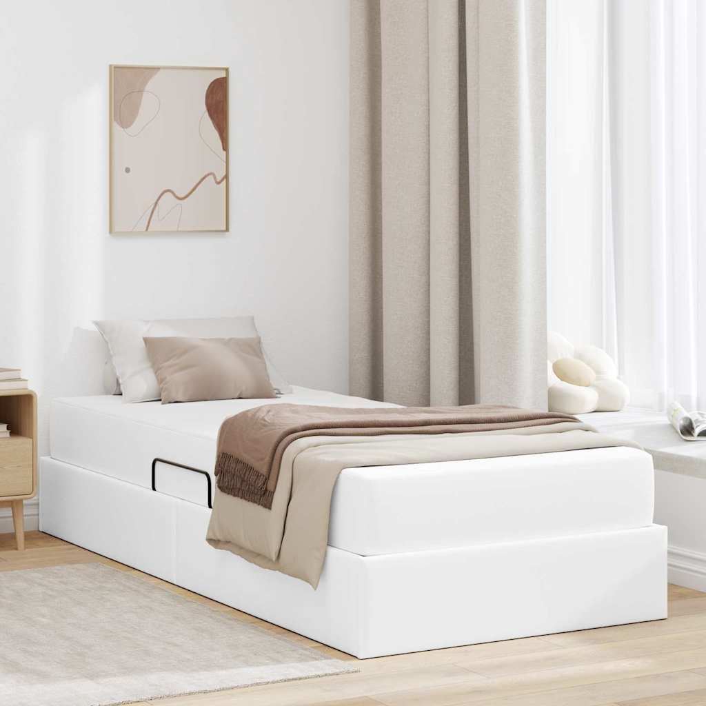 Opslag bed met matras met matras met opslag 2 pcs Wit Leer is nu te koop bij PeponiXL, paradijselijk wonen!