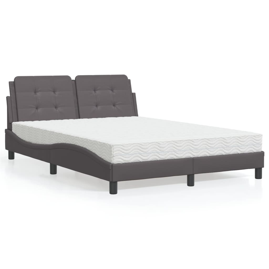 Bed met matras "Zadar" kunstleer grijs 140x200 cm is nu te koop bij PeponiXL, paradijselijk wonen!