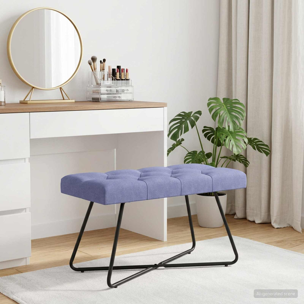 Bank met knoopverstelling Jeans Blauw 80 x 40 x 46 cm Stof is nu te koop bij PeponiXL, paradijselijk wonen!