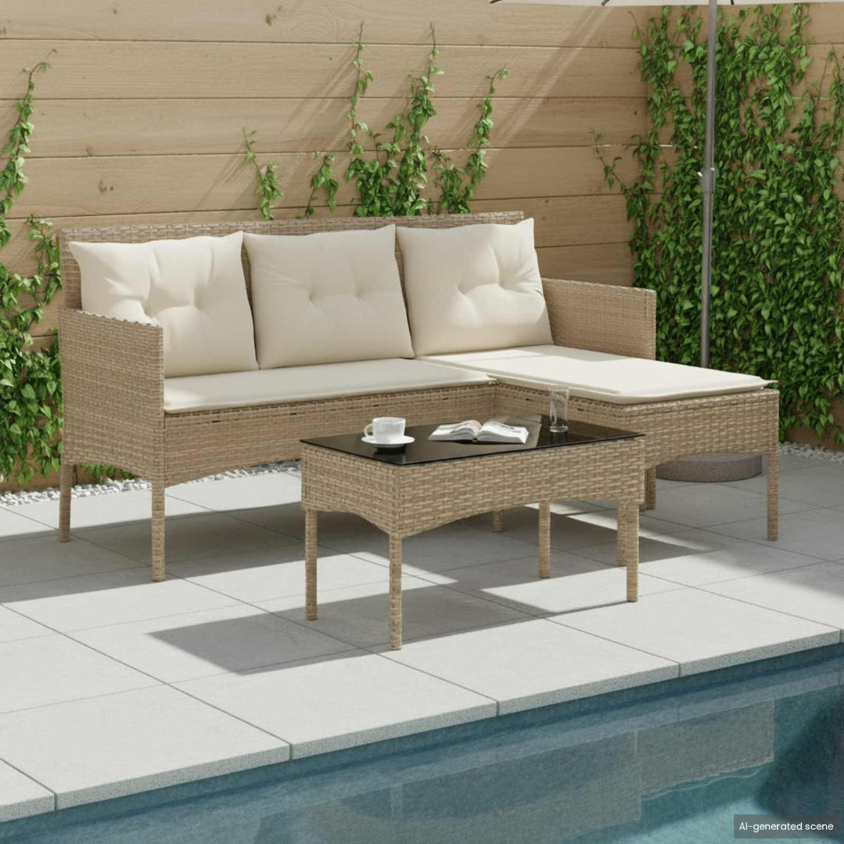 Tuinbankenset met kussen 2 pcs poly rattan is nu te koop bij PeponiXL, paradijselijk wonen!