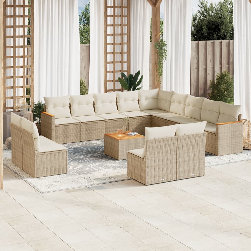 14-delige Loungeset met kussens poly rattan beige is nu te koop bij PeponiXL, paradijselijk wonen!