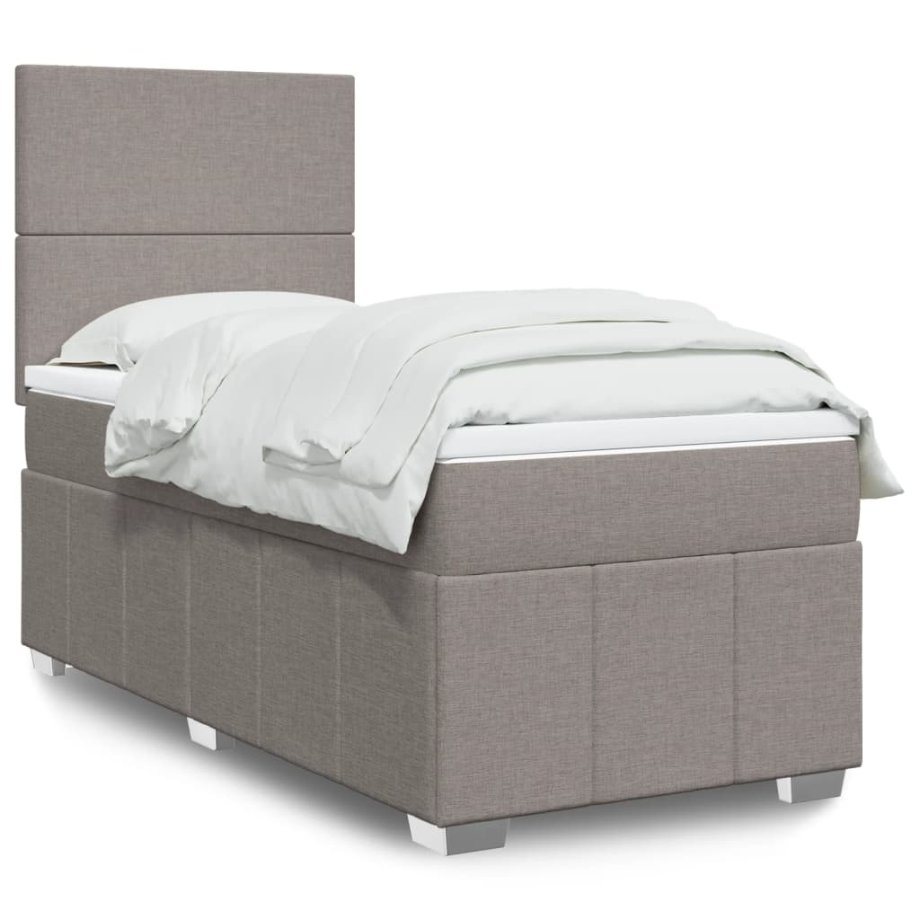 Boxspring met matras stof taupe 90x200 cm is nu te koop bij PeponiXL, paradijselijk wonen!