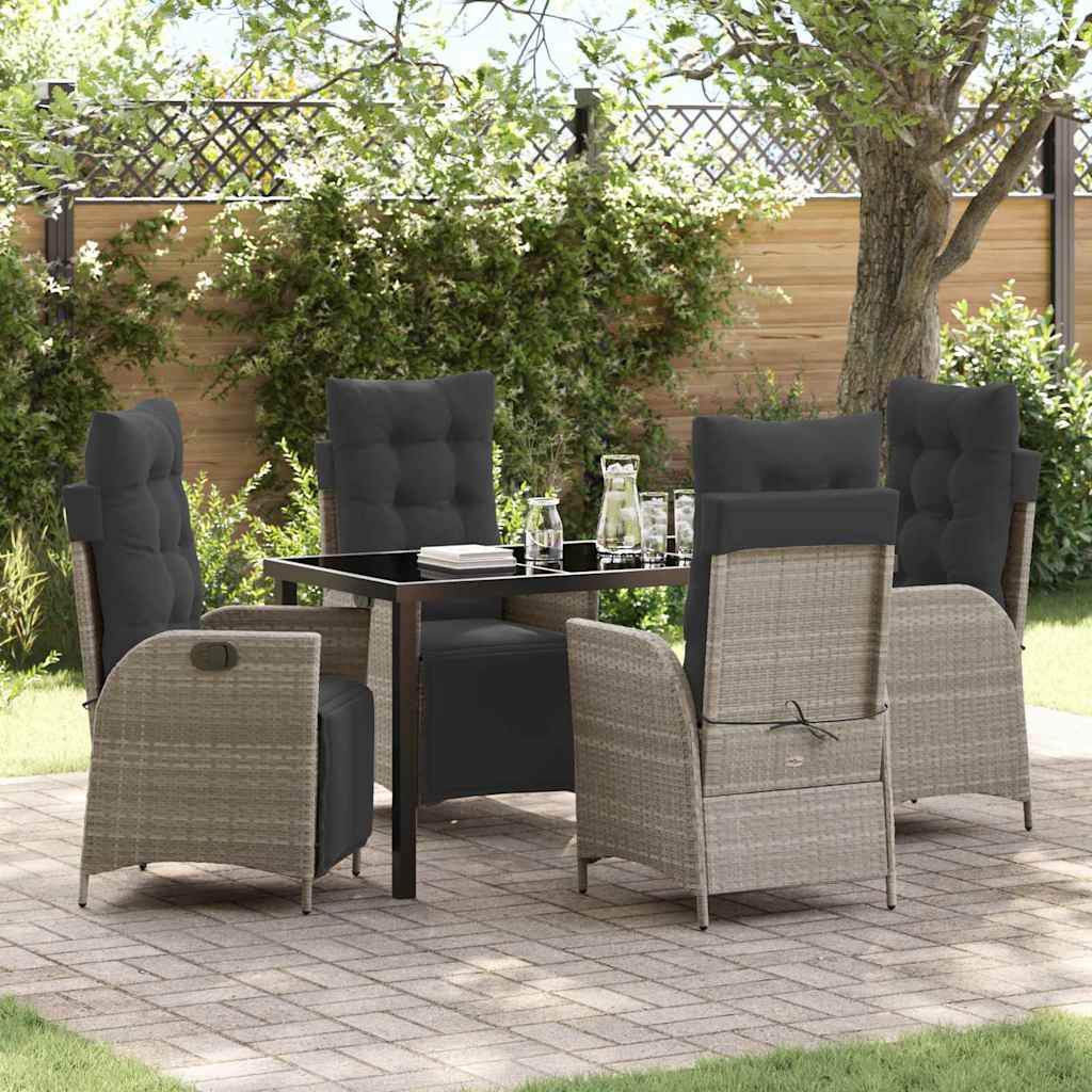 Tuin eettafelset met kussen 5 pcs Lichtgrijs poly rattan is nu te koop bij PeponiXL, paradijselijk wonen!