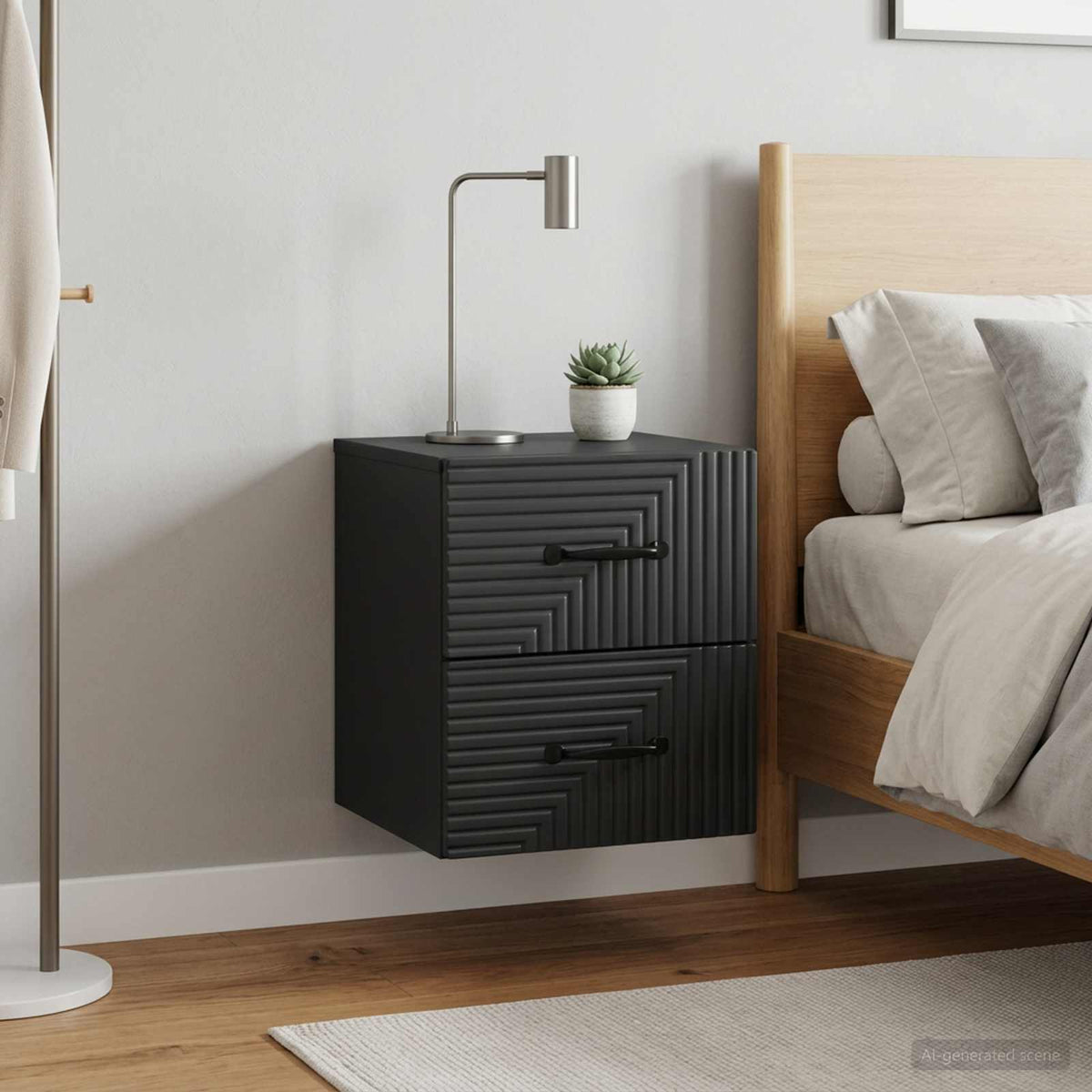 Wandbeugel Bedkast 2 pcs Zwart 34,5 x 33 x 40 cm Bewerkt hout is nu te koop bij PeponiXL, paradijselijk wonen!