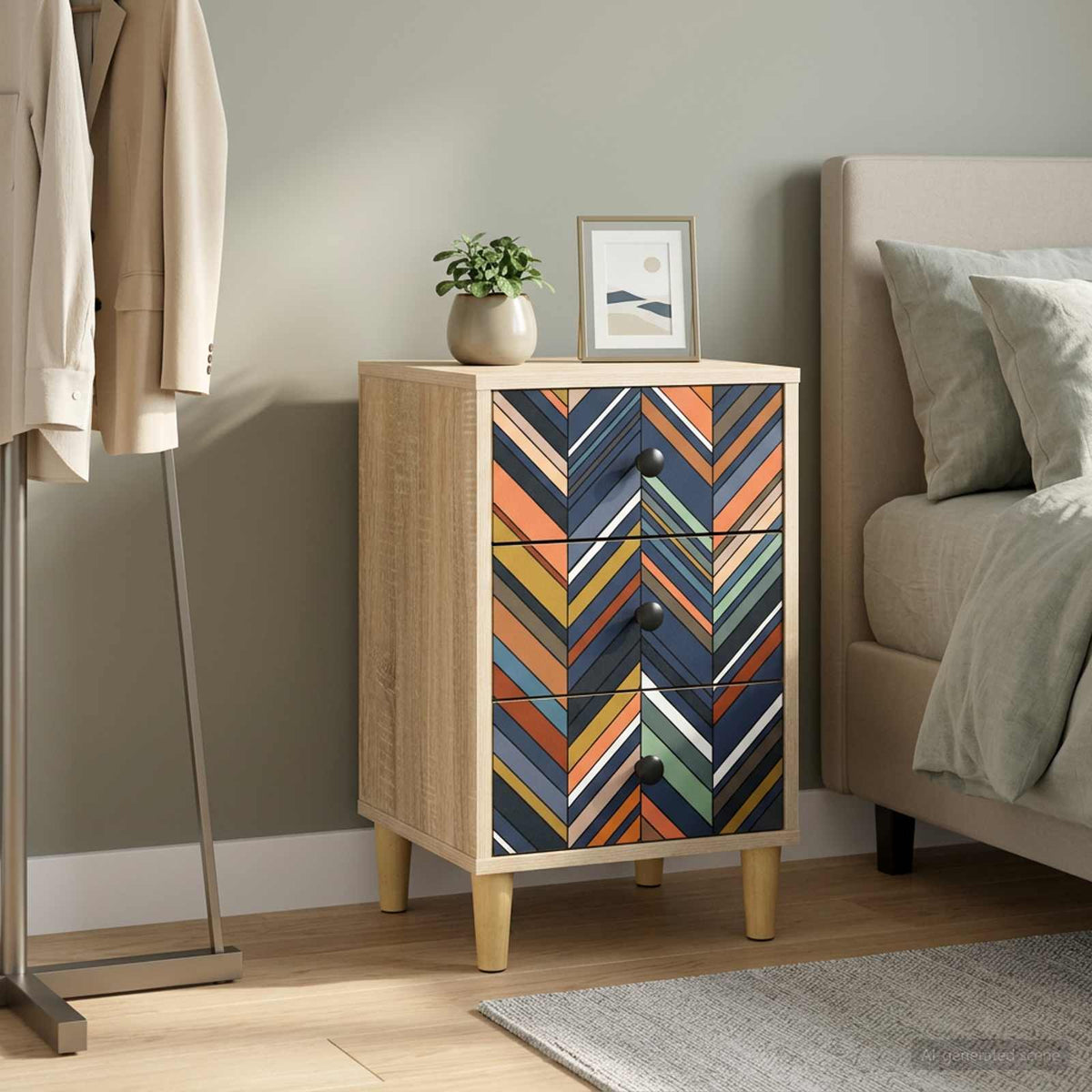 Nachtkastje OMMEN Sonoma Eiken 36 x 33 x 60 cm Bewerkt hout is nu te koop bij PeponiXL, paradijselijk wonen!