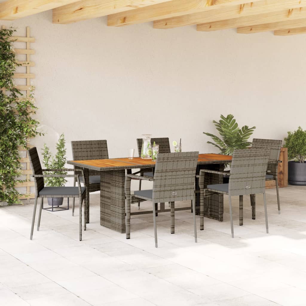 7-delige Tuinset met kussens poly rattan grijs is nu te koop bij PeponiXL, paradijselijk wonen!
