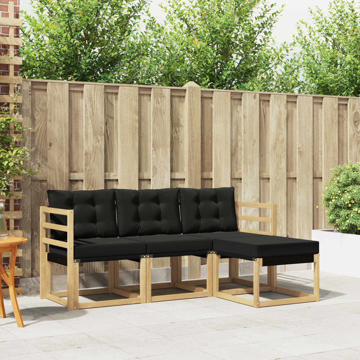 Buiten bankenset met kussen 4 pcs Wit en zwart is nu te koop bij PeponiXL, paradijselijk wonen!