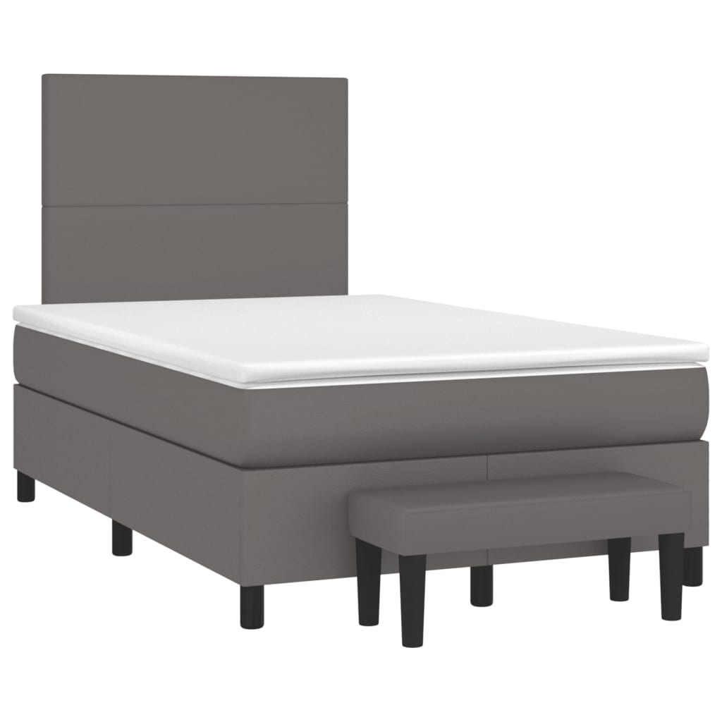 Boxspring met matras kunstleer grijs 120x190 cm is nu te koop bij PeponiXL, paradijselijk wonen!