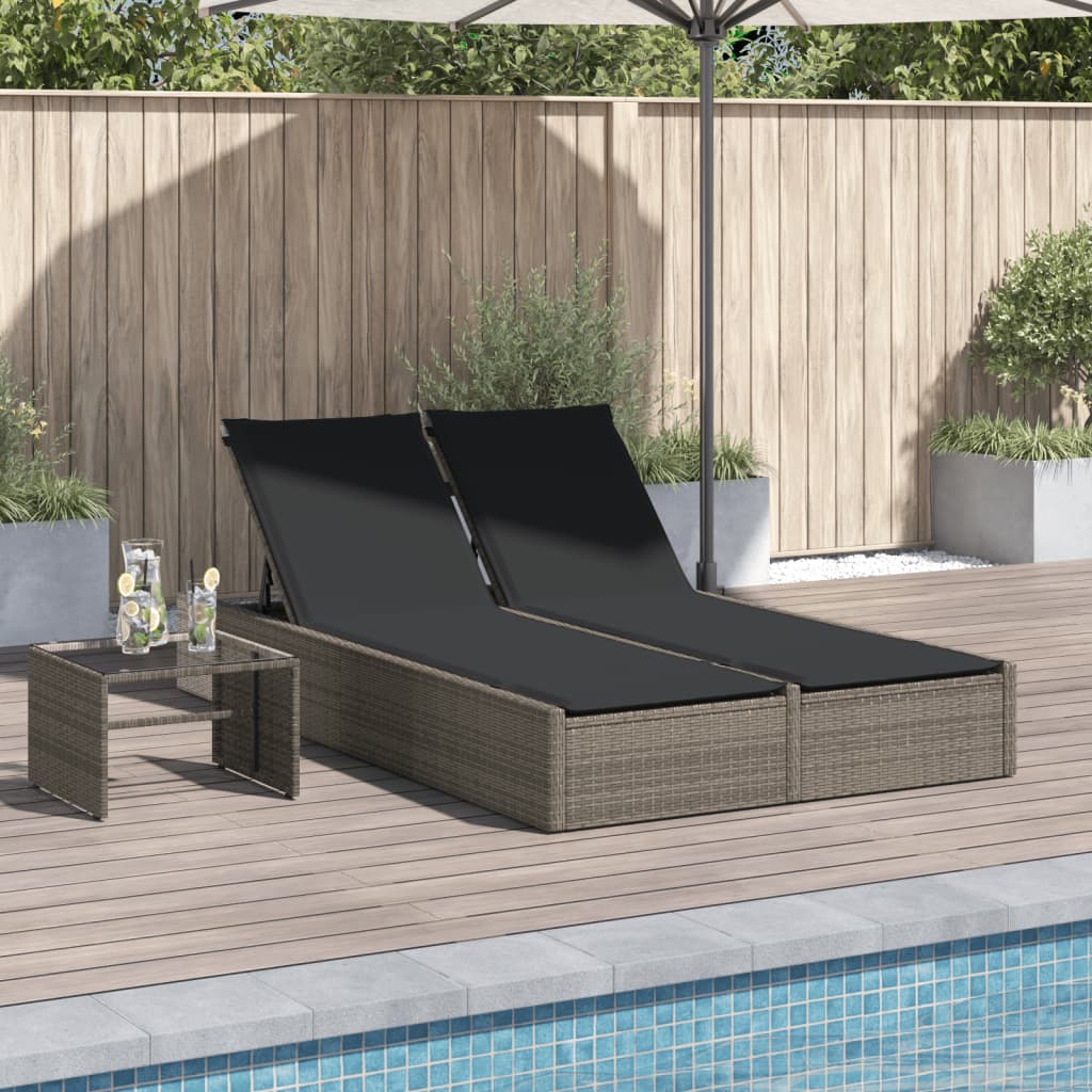 Ligbed 2-persoons met kussens poly rattan grijs is nu te koop bij PeponiXL, paradijselijk wonen!