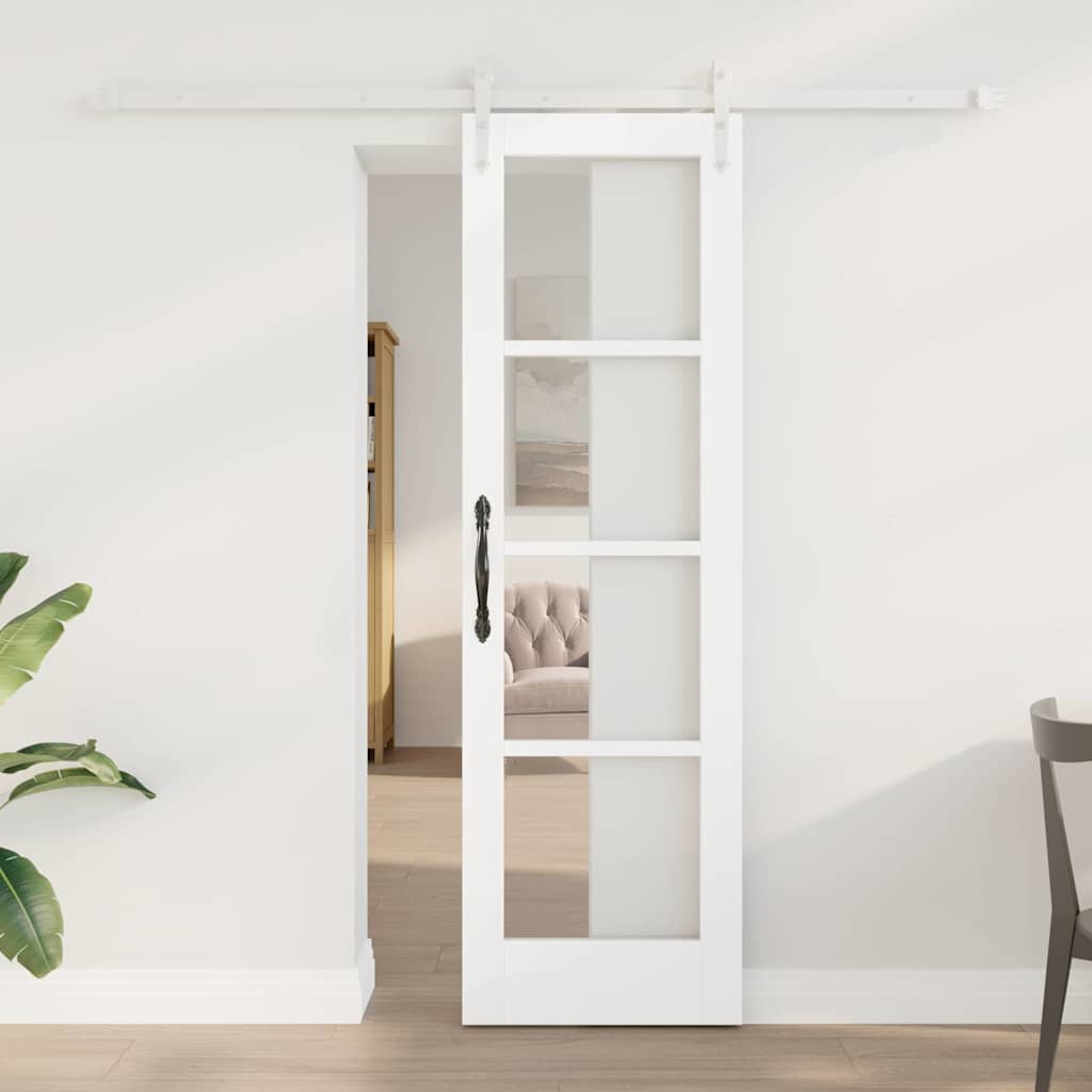 Schuifdeur Wit 61 x 198,5 cm Massief grenenhout en glas is nu te koop bij PeponiXL, paradijselijk wonen!
