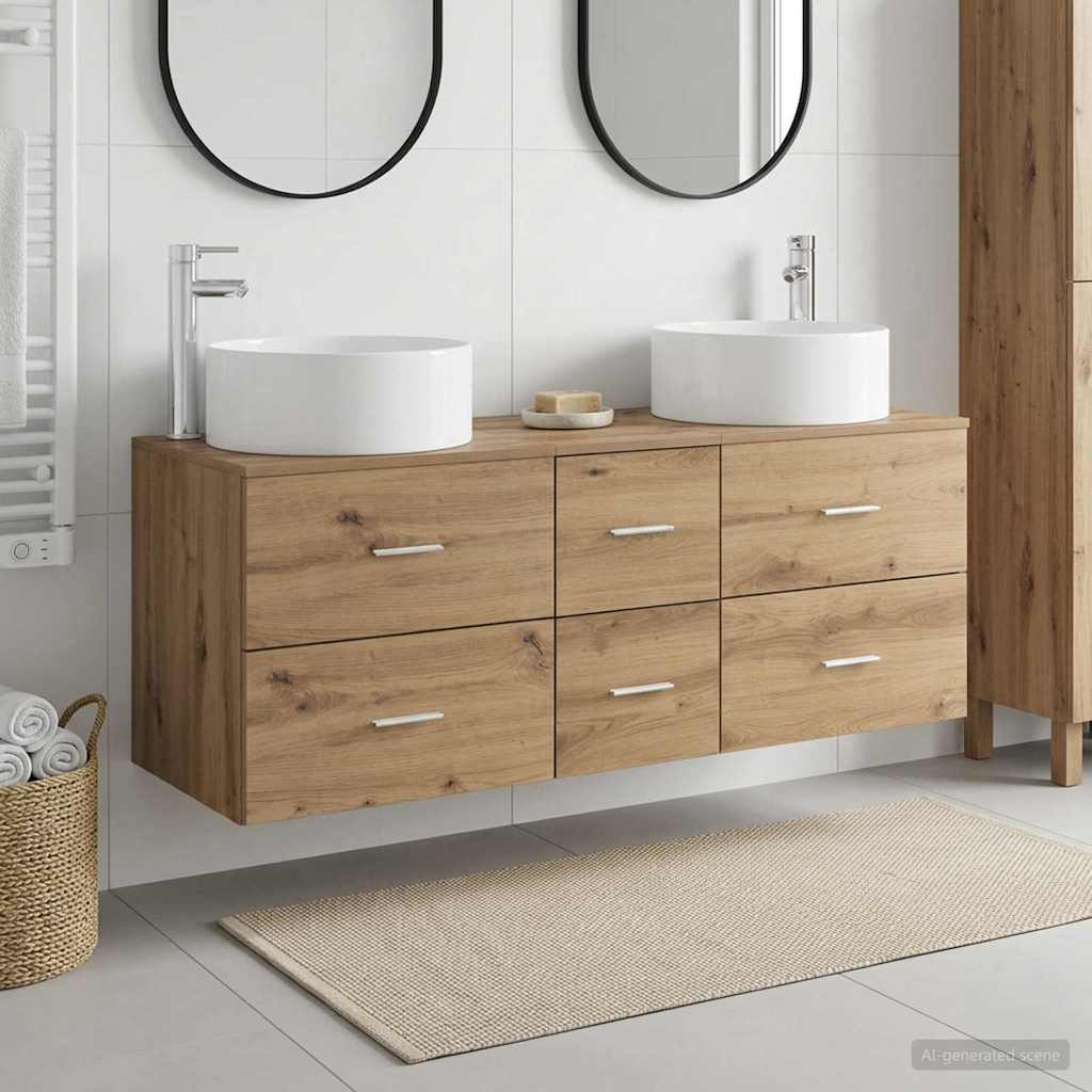Badkamermeubelset 3 st Artisanaal eiken 49,5 x 44,5 x 65,5 cm is nu te koop bij PeponiXL, paradijselijk wonen!