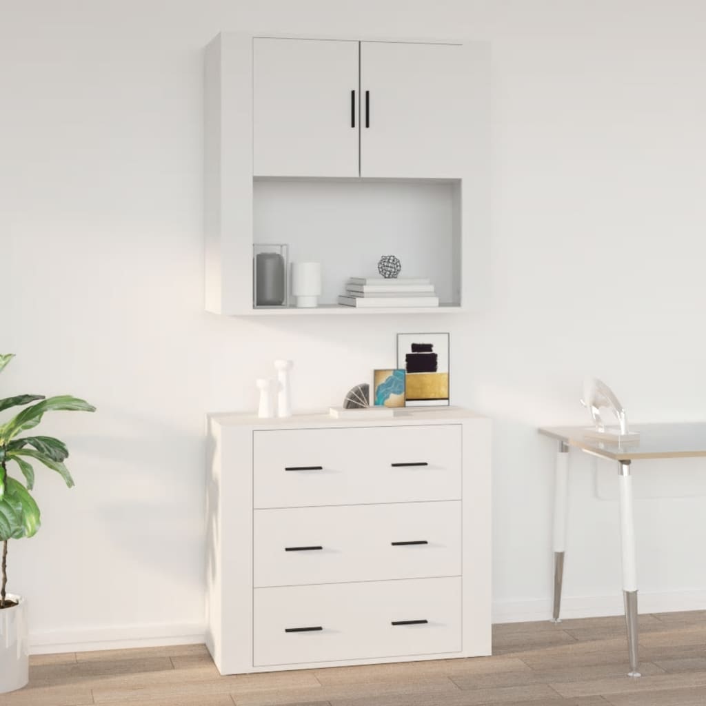 Wandkast 80x33x80 cm bewerkt hout wit is nu te koop bij PeponiXL, paradijselijk wonen!
