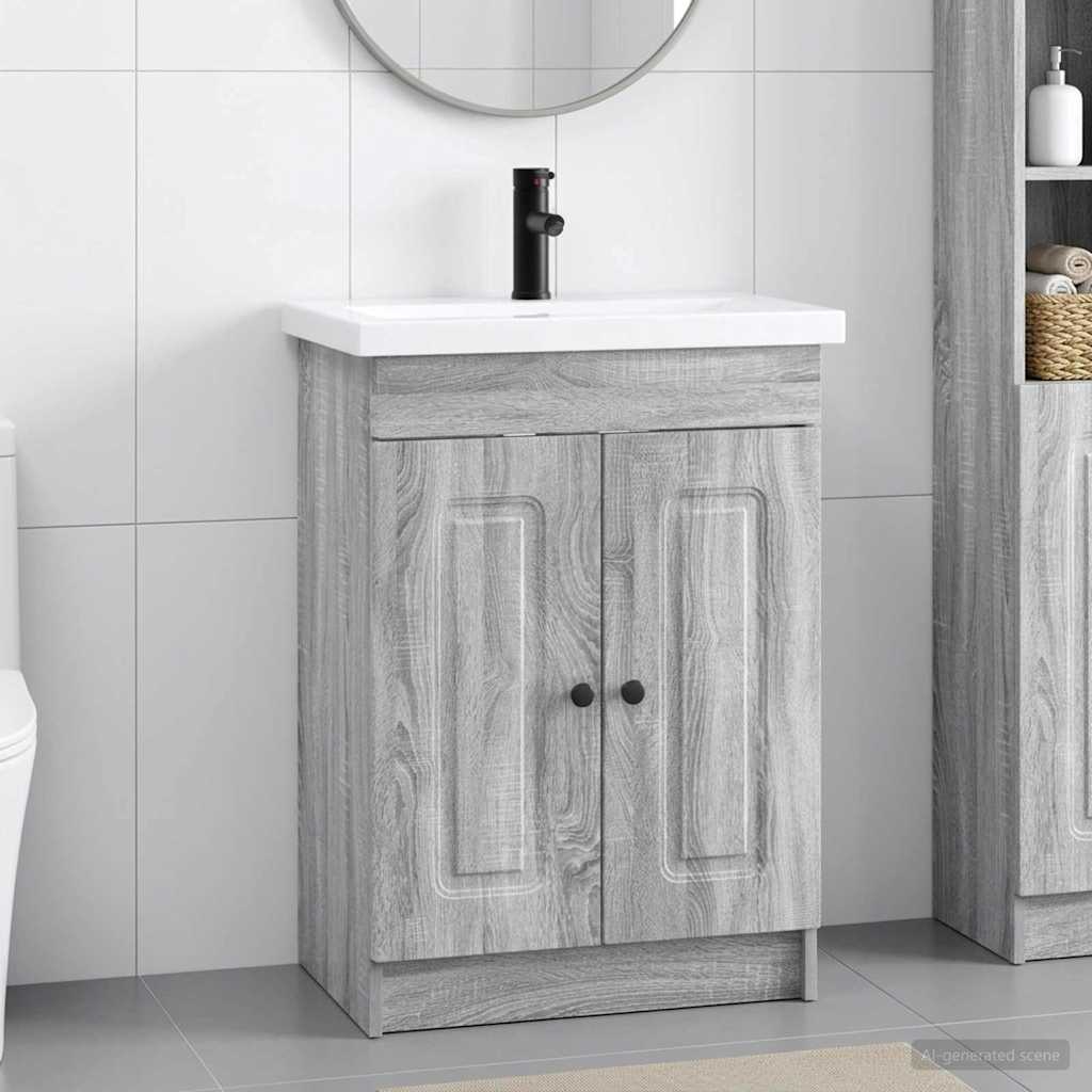 Badkamermeubelset Grijs Sonoma 78,5 x 37,5 x 81 cm Bewerkt hout is nu te koop bij PeponiXL, paradijselijk wonen!