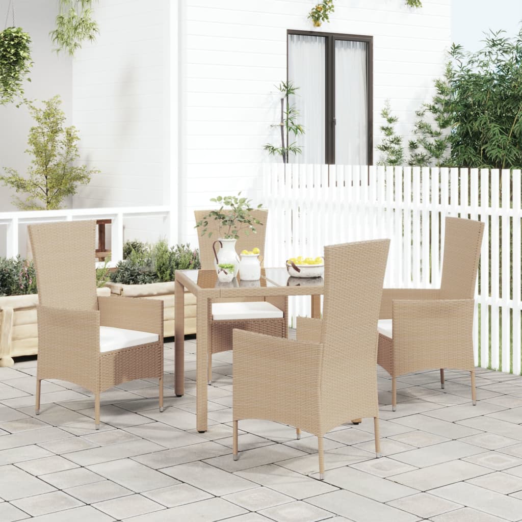 Tuinstoelen 4 st met kussens poly rattan beige is nu te koop bij PeponiXL, paradijselijk wonen!