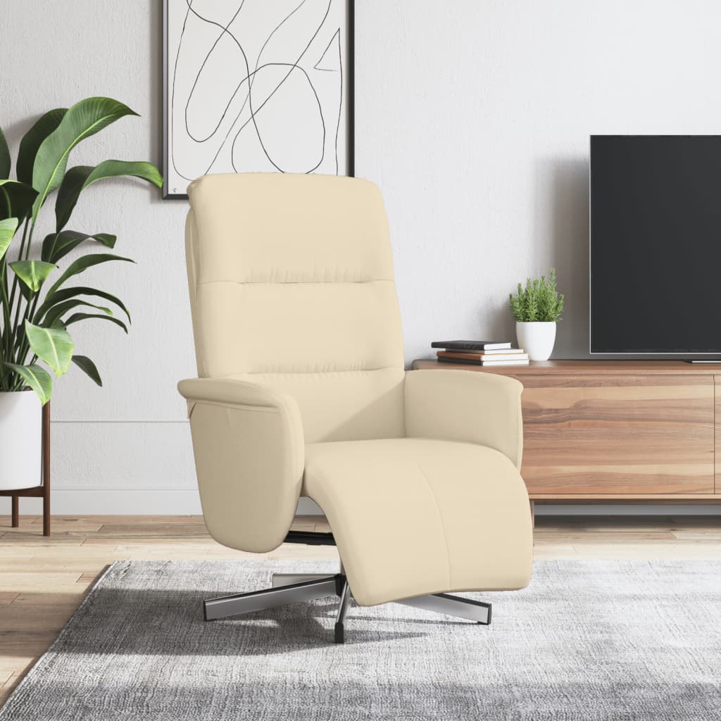 Fauteuil verstelbaar met voetensteun stof crèmekleurig is nu te koop bij PeponiXL, paradijselijk wonen!