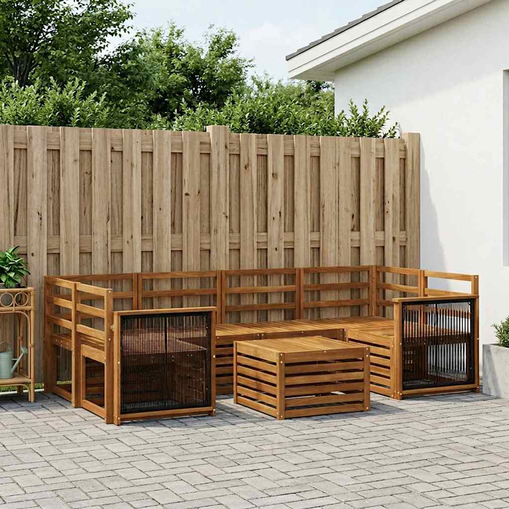 Buiten bankenset 7 pcs Naturel Massief Acaciahout is nu te koop bij PeponiXL, paradijselijk wonen!