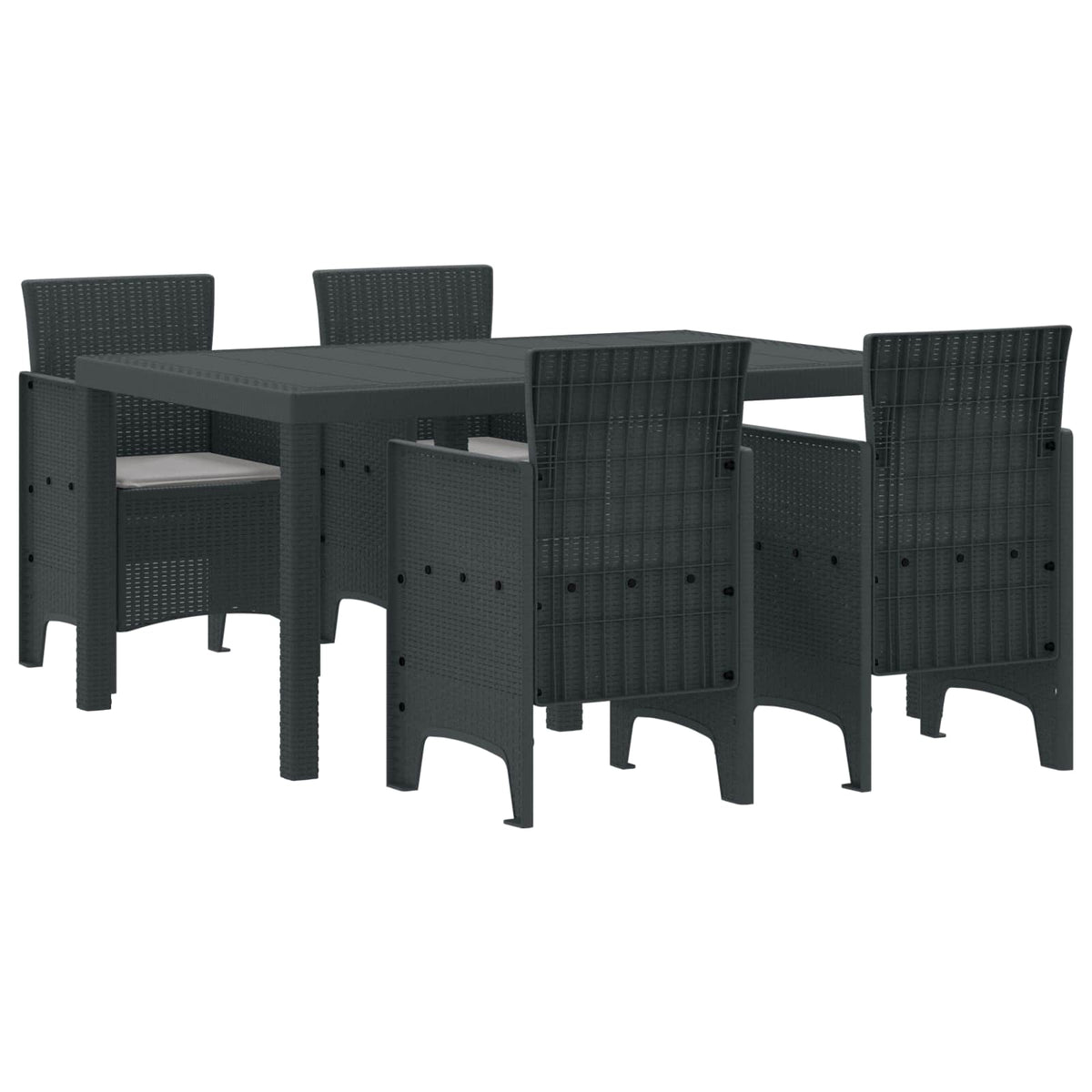 Tuin Eetset 5 pcs Antraciet Polt riet is nu te koop bij PeponiXL, paradijselijk wonen!